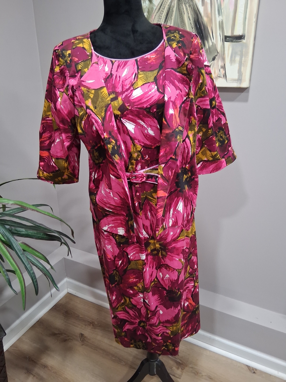 Spiegel Magenta Floral Print Dress with Jacket